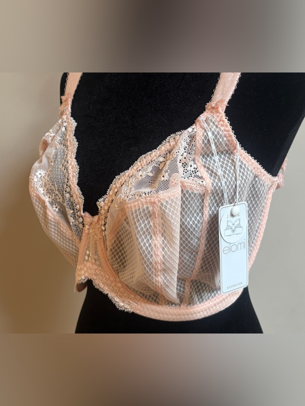 NWT Elomi Charley Ballet Pink Underwire Lace J-Hook Bra US 32M Lingerie
